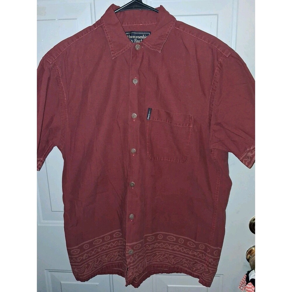 Abercrombie & Fitch Men's Burgundy Patterned Button Up Shirt Size Small 100%...